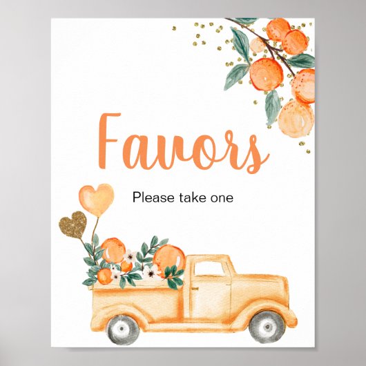 Oranje Citrus  Truck Waterverf Favor Sign Poster (Voorkant)