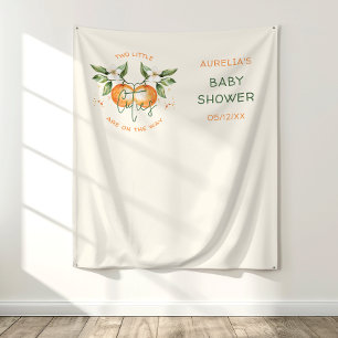 Oranje Citrus Twee Little Cuties Twin Baby shower Wandkleed