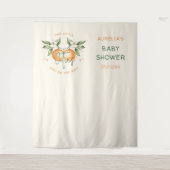 Oranje Citrus Twee Little Cuties Twin Baby shower Wandkleed (Voorkant)