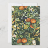 Oranje citrus waterverf botanische bruiloft save the date (Achterkant)