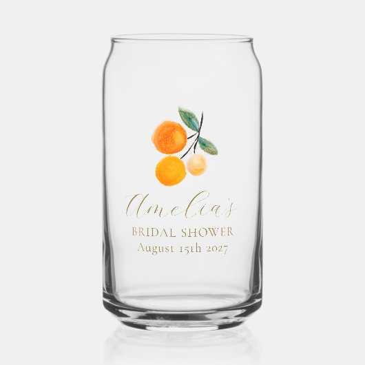 Oranje Citrus Waterverf Bridal Brunch Custom Blikvorm Glas (Voorkant)