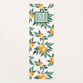 Oranje Citrus Waterverf Monogram Naam Yogamat (Voorkant)