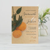 ORANJE CITRUS WATERVERF WEDDING INVITATIE KAART (Staand voorkant)