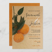 ORANJE CITRUS WATERVERF WEDDING INVITATIE KAART (Voorkant / Achterkant)