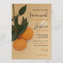ORANJE CITRUS WATERVERF WEDDING INVITATIE
