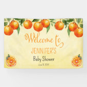 Oranje Citrus Waterverf Welkom in Baby shower Spandoek (Horizontaal)