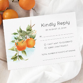 Oranje Citrus Wedding RSVP Kaart