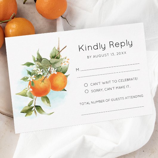 Oranje Citrus Wedding RSVP Kaart
