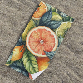 Oranje Citrus Whimsical Waterverf Fruit & Floral Strandlaken