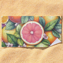 Oranje Citrus Whimsical Waterverf Fruit & Floral Strandlaken