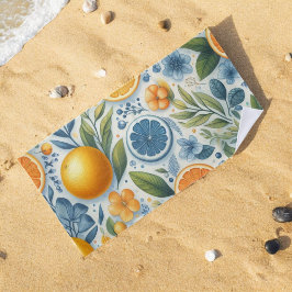 Oranje Citrus Whimsical Waterverf Fruit & Floral Strandlaken