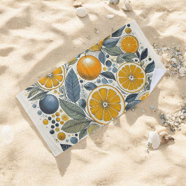 Oranje Citrus Whimsical Waterverf Fruit & Floral Strandlaken