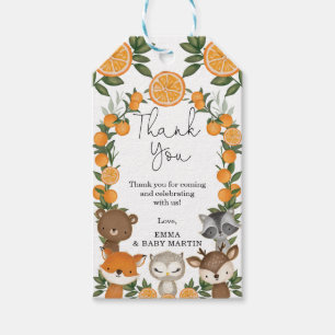 Oranje Citrus Woodland Zomer Baby shower Gunsten Cadeaulabel