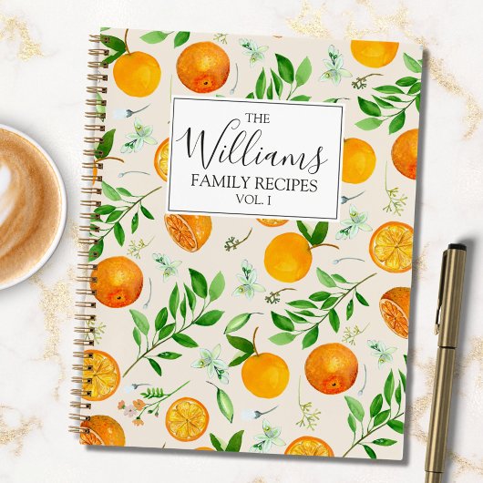 Oranje Citrus Zomer Bloemen Botanisch Receptenboek Notitieboek