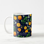 Oranje Citrus Zomer Bloemen Botanische Patroon Kof Koffiemok (Links)