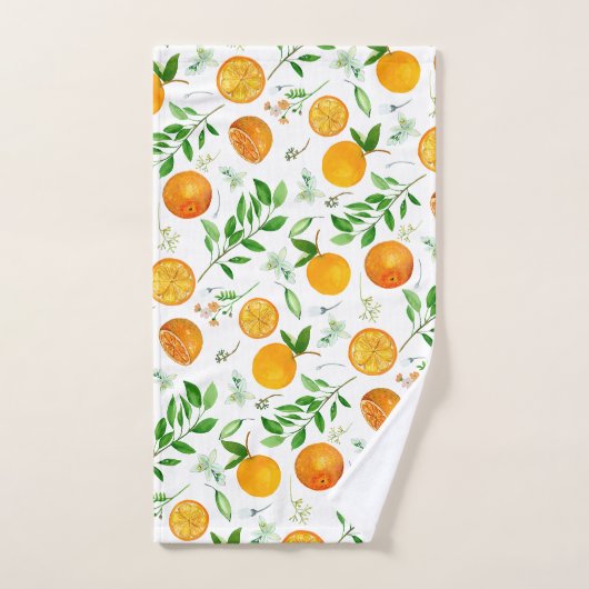Oranje citrus zomerbloem botanisch patroon bad handdoek (Handdoek)