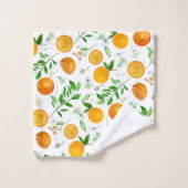 Oranje citrus zomerbloem botanisch patroon bad handdoek (Wasdoekje)