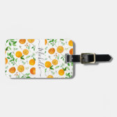 Oranje citrus zomerbloem botanisch patroon bagagelabel (Voorkant horizontaal)