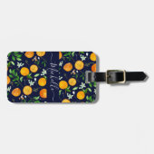 Oranje citrus zomerbloem botanisch patroon bagagelabel (Voorkant horizontaal)