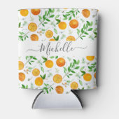 Oranje citrus zomerbloem botanisch patroon blikjeskoeler (Voorkant)