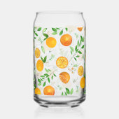 Oranje citrus zomerbloem botanisch patroon blikvorm glas (Voorkant)
