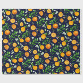 Oranje citrus zomerbloem botanisch patroon cadeaupapier (Vlak)