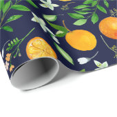 Oranje citrus zomerbloem botanisch patroon cadeaupapier (Rol Hoek)