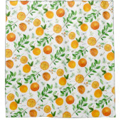 Oranje citrus zomerbloem botanisch patroon douchegordijn (Voorkant)