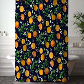 Oranje citrus zomerbloem botanisch patroon douchegordijn