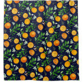 Oranje citrus zomerbloem botanisch patroon douchegordijn (Voorkant)