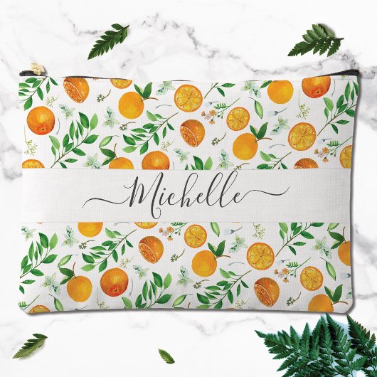 Oranje citrus zomerbloem botanisch patroon etui