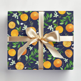 Oranje citrus zomerbloem botanisch patroon inpakpapier vel