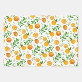 Oranje citrus zomerbloem botanisch patroon inpakpapier vel (Voorkant 3)