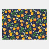 Oranje citrus zomerbloem botanisch patroon inpakpapier vel (Voorkant 3)