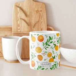 Oranje citrus zomerbloem botanisch patroon koffiemok