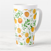 Oranje citrus zomerbloem botanisch patroon latte mok (Rechterhoek)