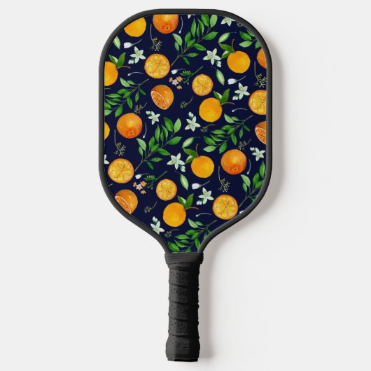 Oranje citrus zomerbloem botanisch patroon pickleball paddle (Achterkant)