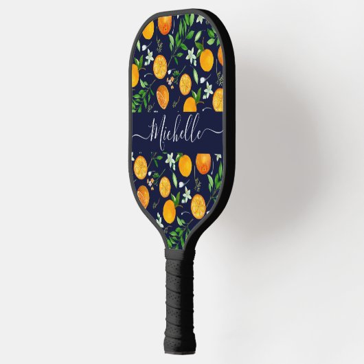 Oranje citrus zomerbloem botanisch patroon pickleball paddle (Links)