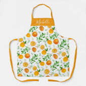 Oranje citrus zomerbloem botanisch patroon schort (Voorkant)