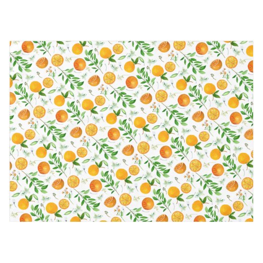Oranje citrus zomerbloem botanisch patroon tafelkleed (Voorkant (Horizontaal))
