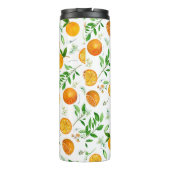 Oranje citrus zomerbloem botanisch patroon thermosbeker (Achterkant)