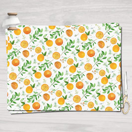 Oranje citrus zomerbloem botanisch patroon tissuepapier