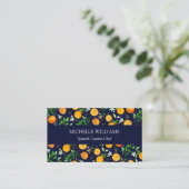 Oranje citrus zomerbloem botanisch patroon visitekaartje (Staand voorkant)
