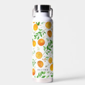 Oranje citrus zomerbloem botanisch patroon waterfles (Voorkant)
