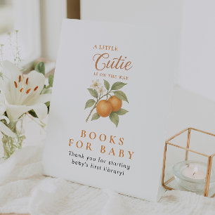 Oranje citrusboeken voor Baby shower tafelblad Reclamebord Met Voetstuk