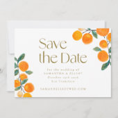 Oranje citrusfruit Modern minimalistisch huwelijk Save The Date (Voorkant)