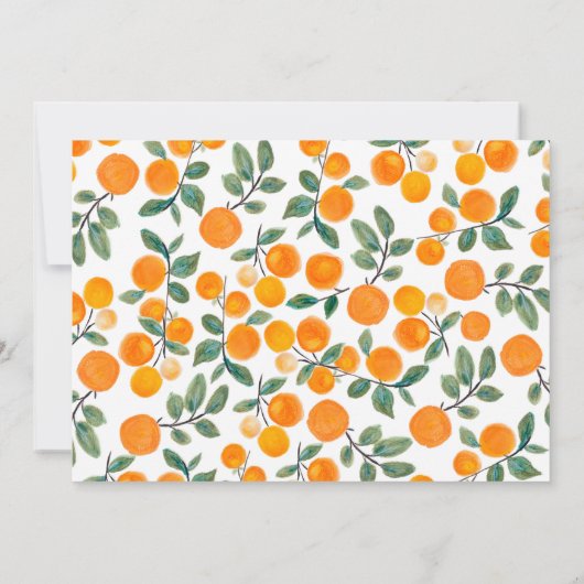 Oranje citrusfruit Modern minimalistisch huwelijk Save The Date (Achterkant)