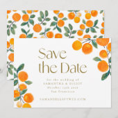 Oranje citrusfruit Modern minimalistisch huwelijk Save The Date (Voorkant / Achterkant)