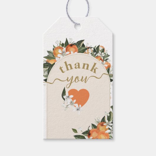 Oranje citrusgranaat Kleine Baby shower Cadeaulabel (Voorkant)