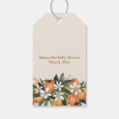Oranje citrusgranaat Kleine Baby shower Cadeaulabel (Achterkant)